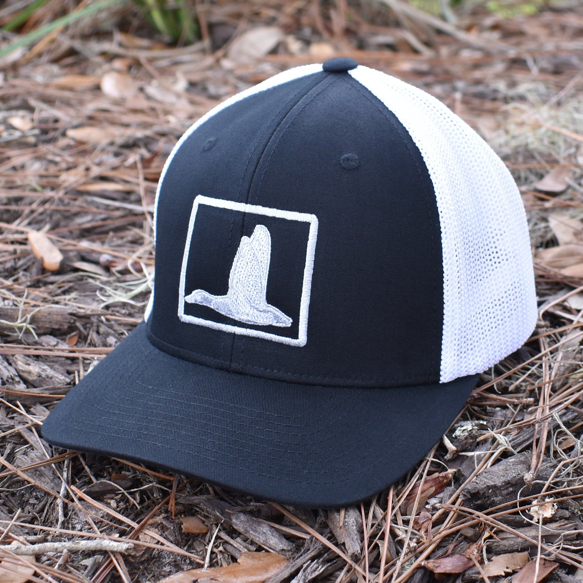 Duck Embroidered Black & White Hat